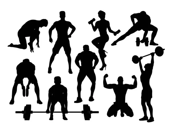 Gimnasio Sport Silhouettes Diseño Vectores Arte — Vector de stock