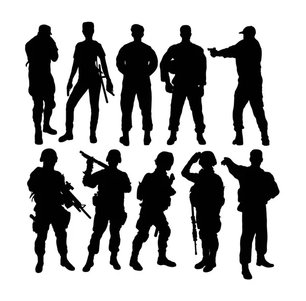 Soldats Silhouette Art Vectoriel Design — Image vectorielle