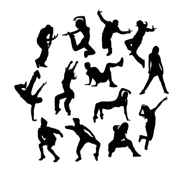 Hip Hop Activité Silhouettes Vectorielles Art Design — Image vectorielle