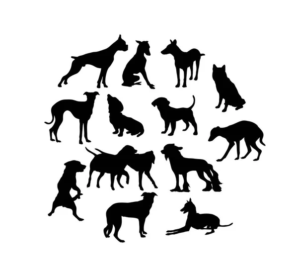 Dog Silhouettes Art Vector Design — Stock Vector