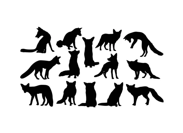 Fox Animal Silhouettes Design Vectoriel Art — Image vectorielle