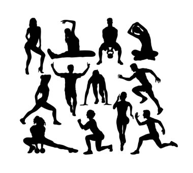 Spor Aktivitesi, sanat vektör siluetleri tasarımı