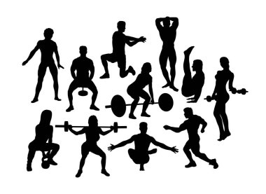 Spor Aktivite Siluetleri, sanat vektör tasarımı 