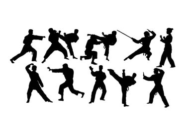Karate ve Spor Siluetleri, sanat vektör tasarımı