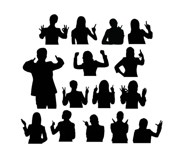 People Gesture Finger Silhouettes Art Vector Design — Stock Vector