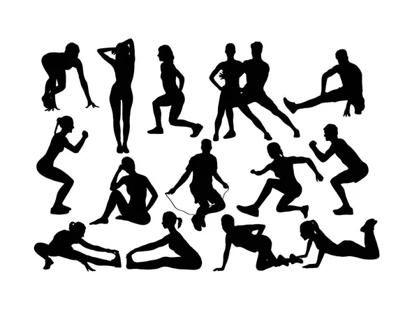 Fitness Gym Sport Silhouettes Design Vectoriel Art — Image vectorielle