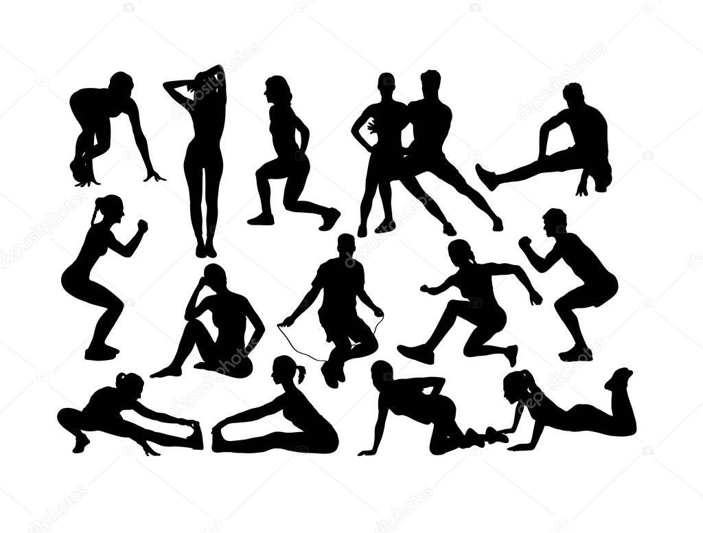 Fitness and Gym Sport Silhouettes, art vector design 