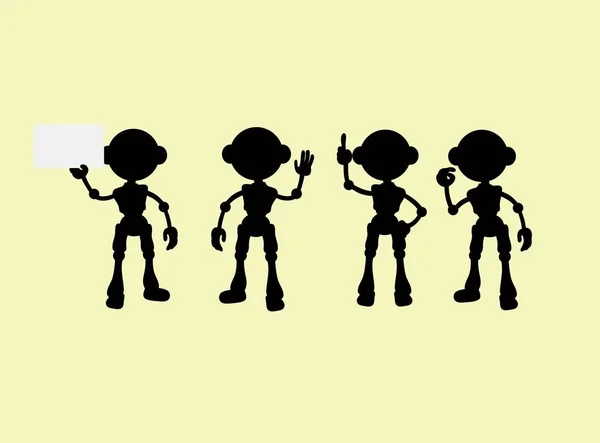 Cute Robot Silhouettes Art Vector Design — Stock Vector