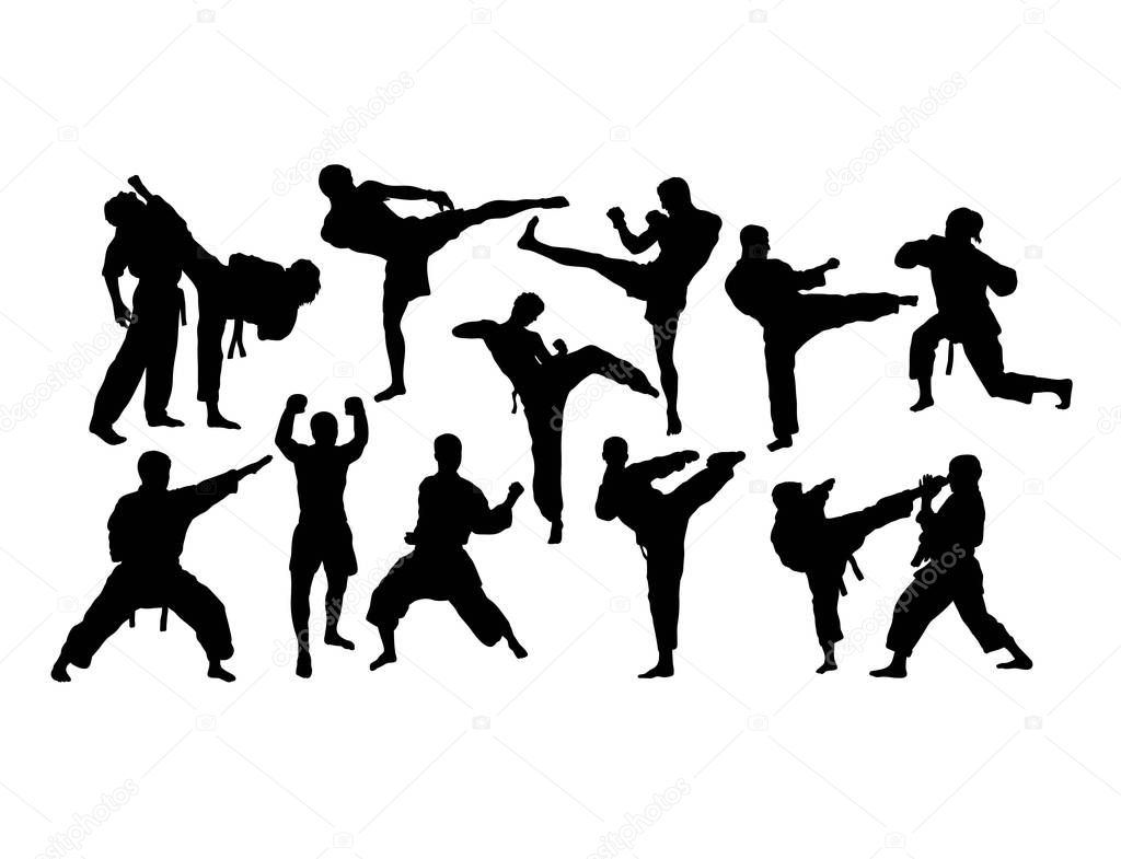 Martial Art Activity Silhouettes, art vector design 