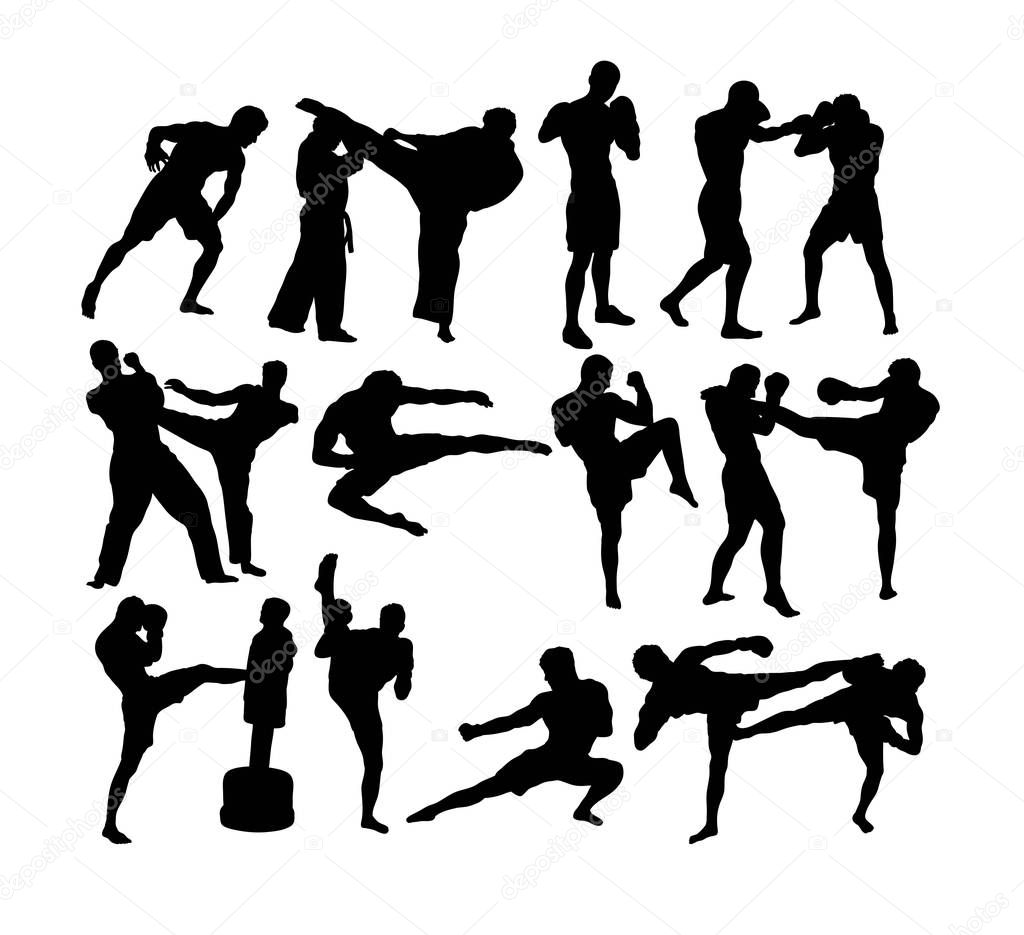 Martial Art Activity Silhouettes, art vector design 