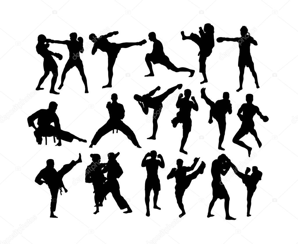 Free Boxing Silhouettes, art vector design