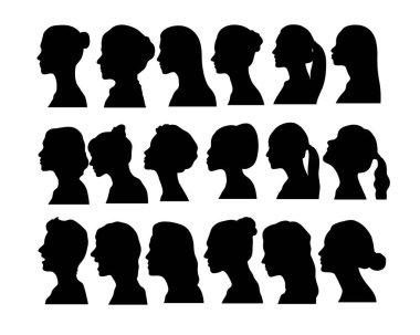 Kadın Yüzü Avatar Siluetleri, sanat vektörü tasarımı 