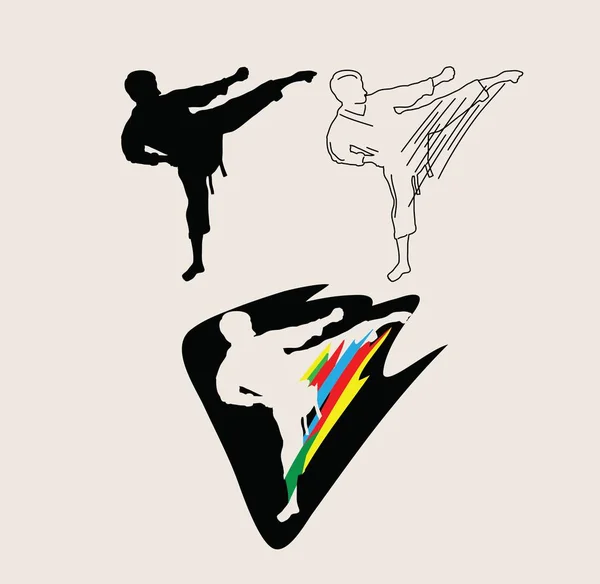 Judo Line Art Silhouette Logo Projektowanie Grafiki Wektorowej — Wektor stockowy