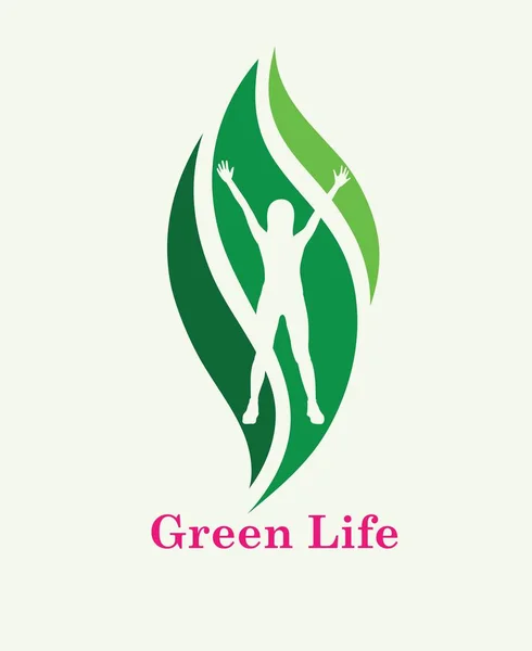 Green Life Logo Diseño Vectores Arte — Archivo Imágenes Vectoriales