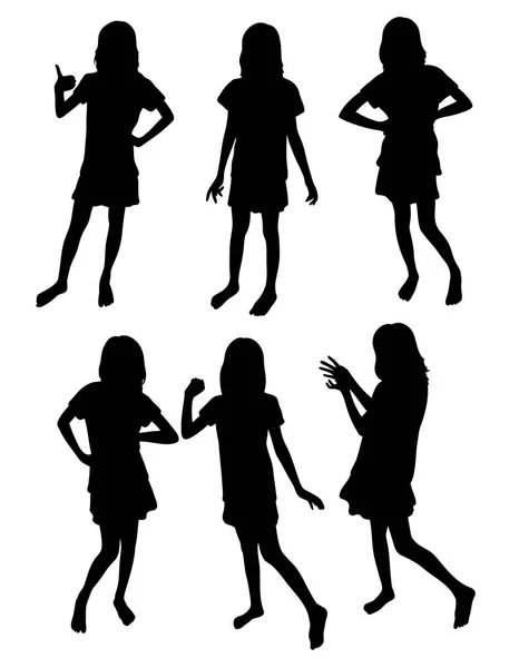 Attività Girl Silhouettes Art Vector Design — Vettoriale Stock