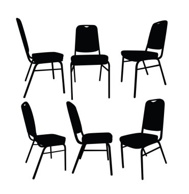 Sandalye Seti Siluet, sanat vektör tasarımı 