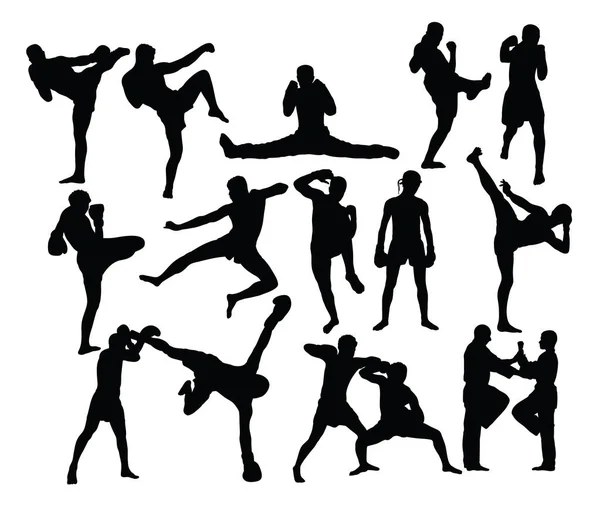 拳击运动剪影活动 艺术矢量设计 — 图库矢量图片
