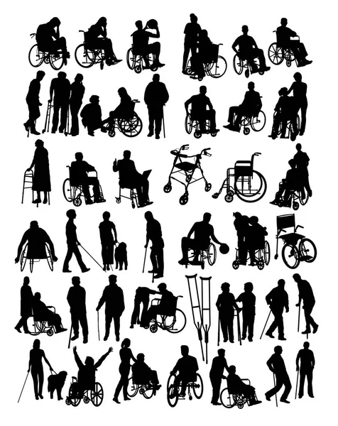 Disabled People Activity Silhouettes Art Vector Design — Stock Vector