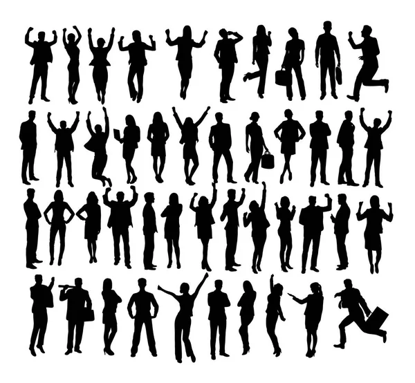 People Standing Activity Silhouettes Art Vector Design — Stock Vector