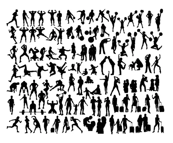 Persone Attività Sport Silhouette Art Vector Design — Vettoriale Stock