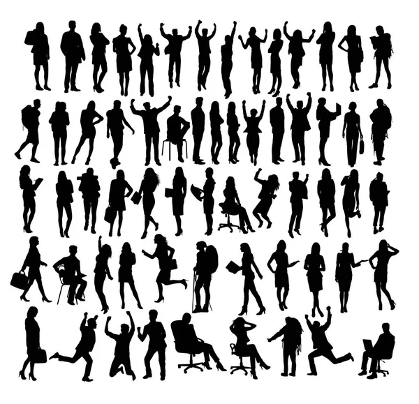 Persone Piedi Attività Silhouette Art Vector Design — Vettoriale Stock