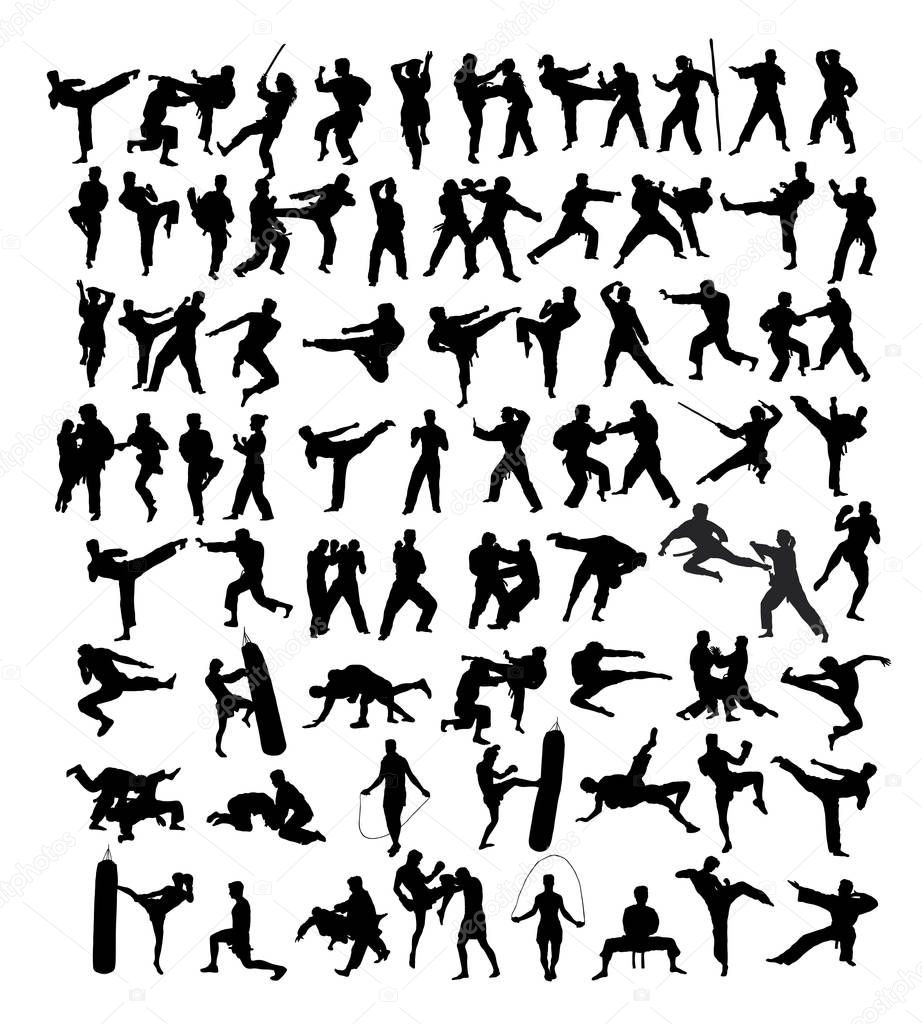 Martial Art Silhouettes, art vector design 