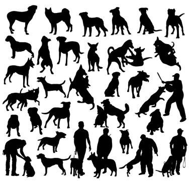 Köpek siluetleri, sanat vektör tasarımı 