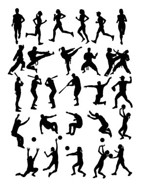 Spor Aktivite Siluetleri, sanat vektör tasarımı