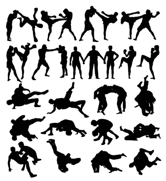 拳击运动剪影 艺术矢量设计 — 图库矢量图片