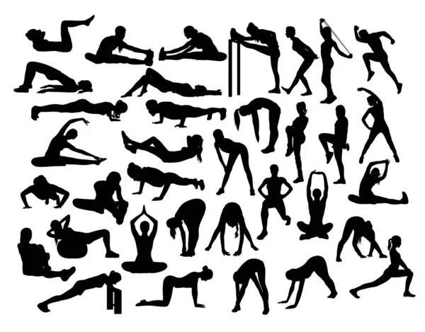 Activité Fitness Gym Silhouettes Design Vectoriel Art — Image vectorielle