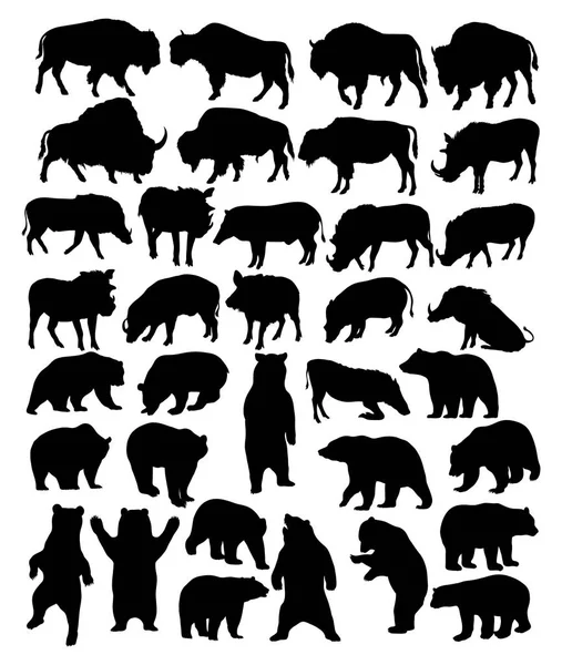 Niedźwiedzia Bizona Dzika Sylwetki Projekt Wektora Sztuki — Wektor stockowy