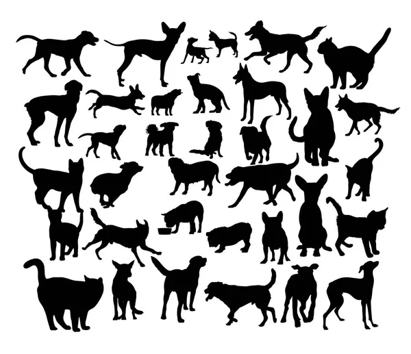 Animaux Compagnie Silhouettes Design Vectoriel Art — Image vectorielle