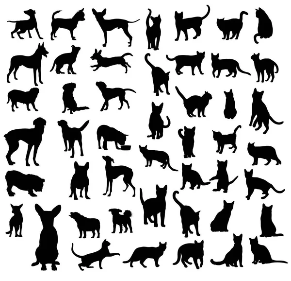 Animaux Compagnie Silhouettes Animales Design Vectoriel Art — Image vectorielle