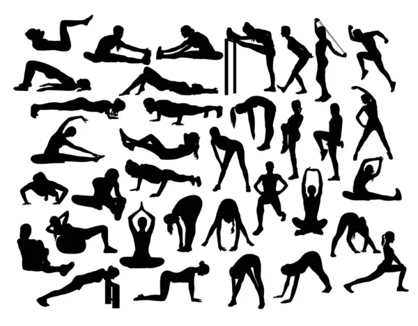 Fitness Gym Activity Silhouettes Art Vector Design Stock Vector