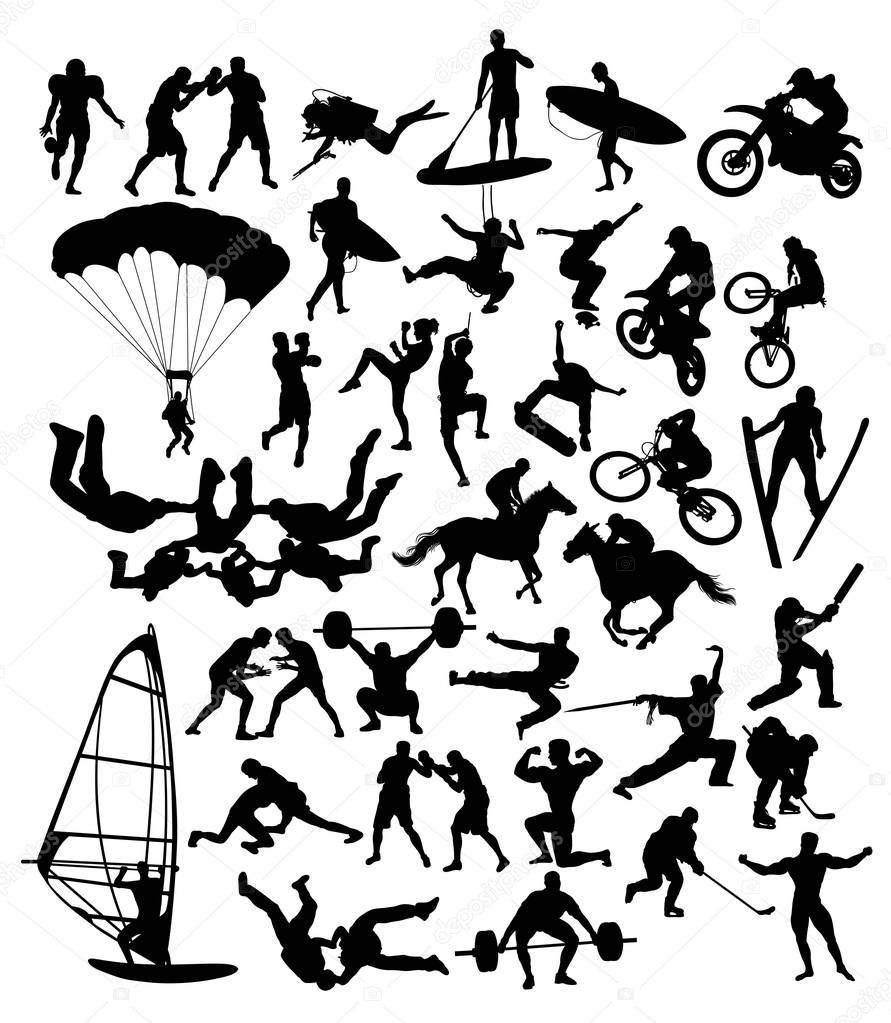 Extreme Sport Activity Silhouettes, art vector design