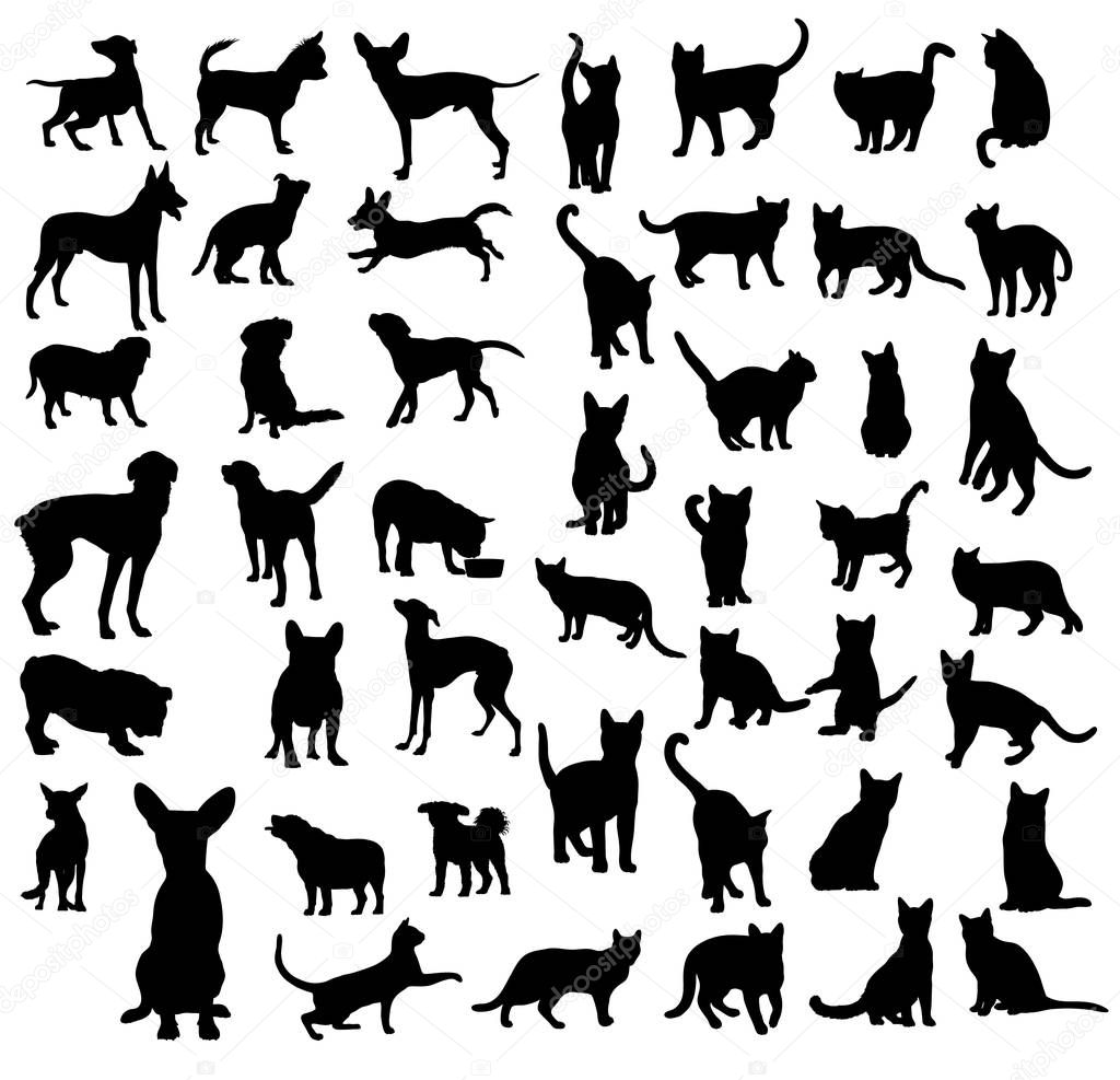 Pet Animal Silhouettes, art vector design 