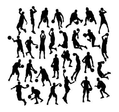 Basketbol siluetleri, sanat vektör tasarımı 