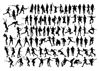 İnsanlar siluetleri, sanat vektör tasarımı 