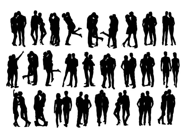 Couple People, art vector silhouette design 