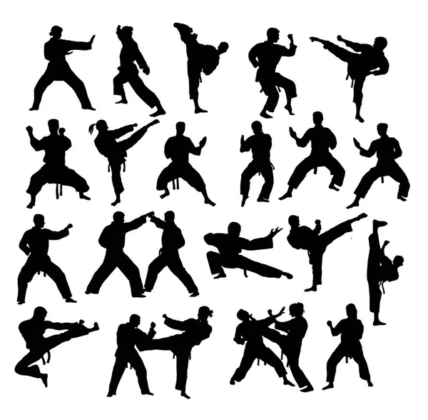 Aktywność Sportowa Karate Sylwetki Projektowanie Grafiki Wektorowej — Wektor stockowy