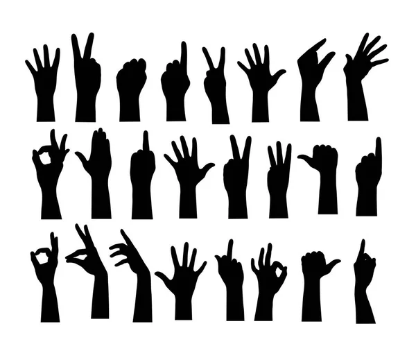 Finger Gesture Hand Silhouette Design Vetores Arte — Vetor de Stock