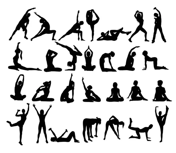 Siluetas Yoga Diseño Vectores Arte — Archivo Imágenes Vectoriales