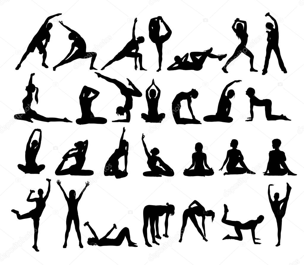 Yoga Silhouettes, art vector design 