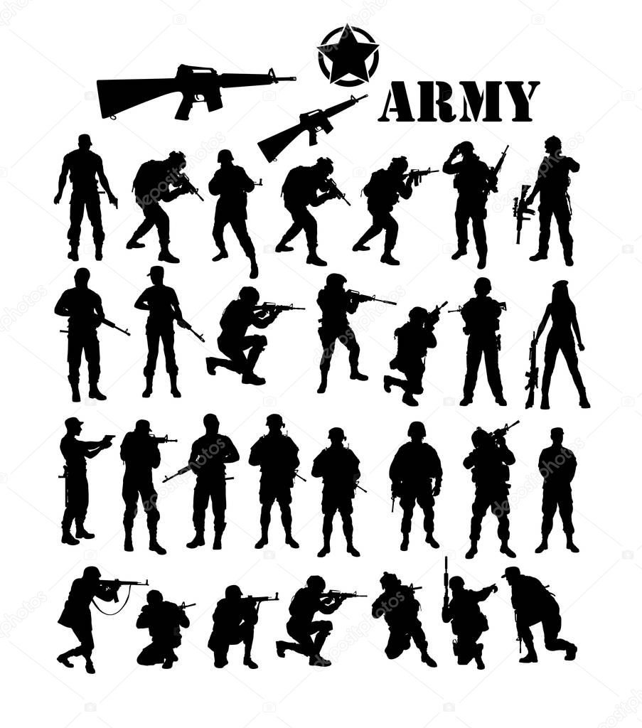 Army Silhouettes, art vector design 