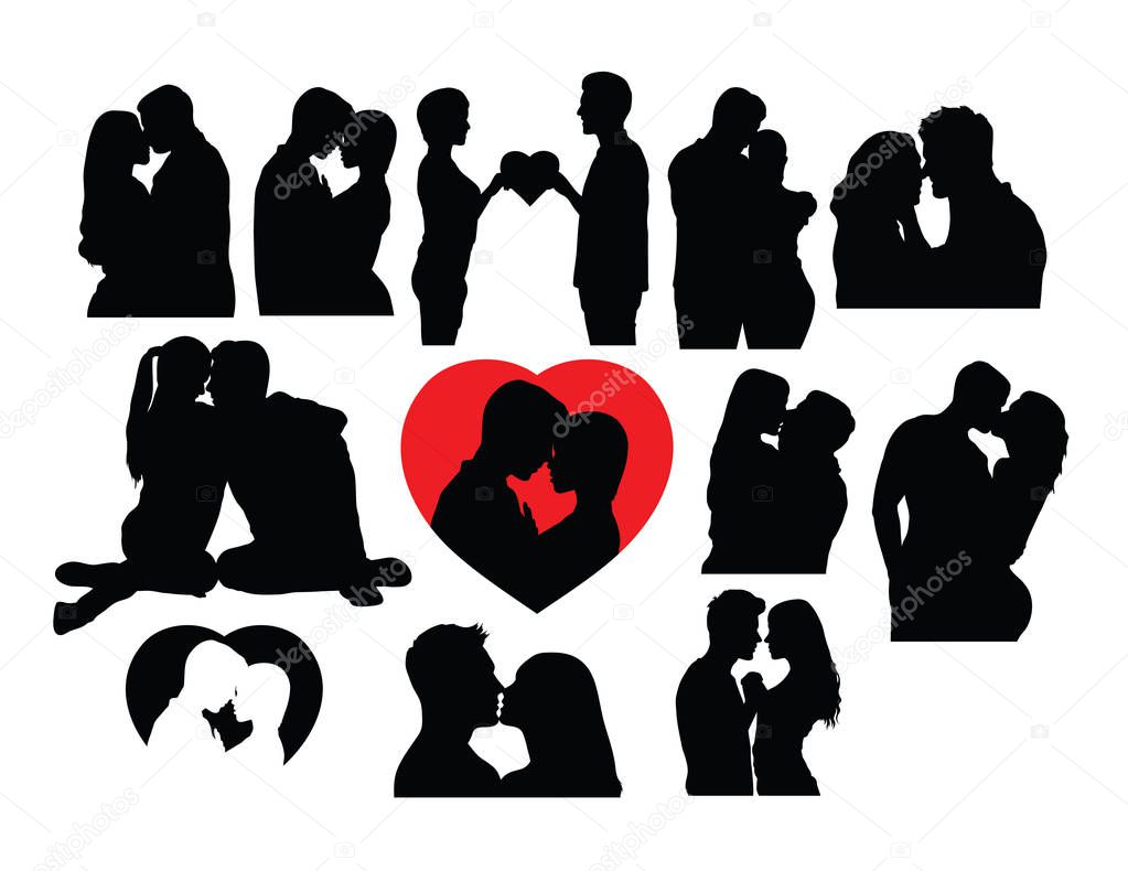 Love Kiss Silhouettes, art vector design 