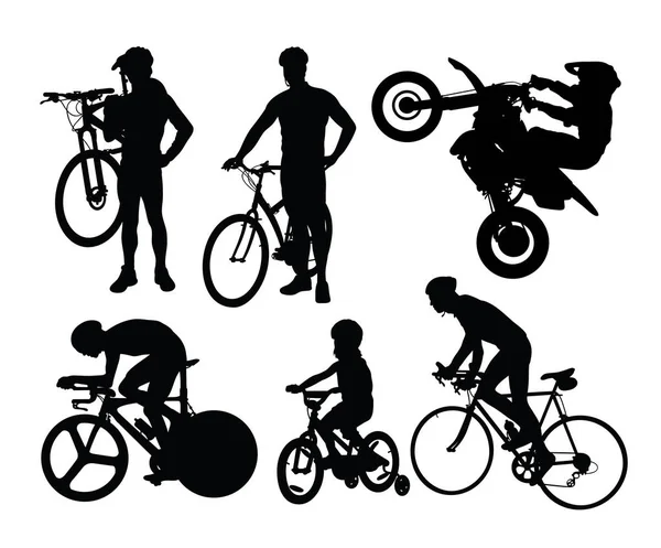 Bike Rider Siluetas Diseño Vectores Arte — Vector de stock