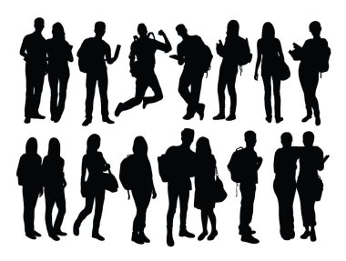 Öğrenci Etkinlik Siluetleri, sanat vektör tasarımı 