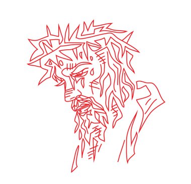 Jesus Face Çizim, sanat vektörü tasarımı 