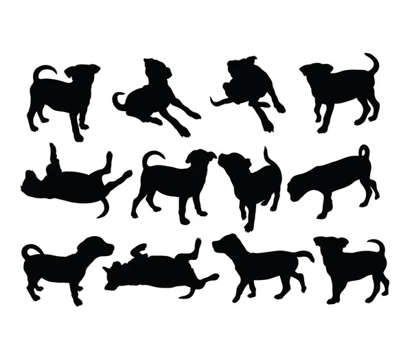 Little Dog Silhouettes Design Uměleckého Vektoru — Stockový vektor