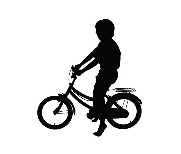 Silueta Niños Jugando Bicicletas Diseño Vectores Arte — Vector de stock